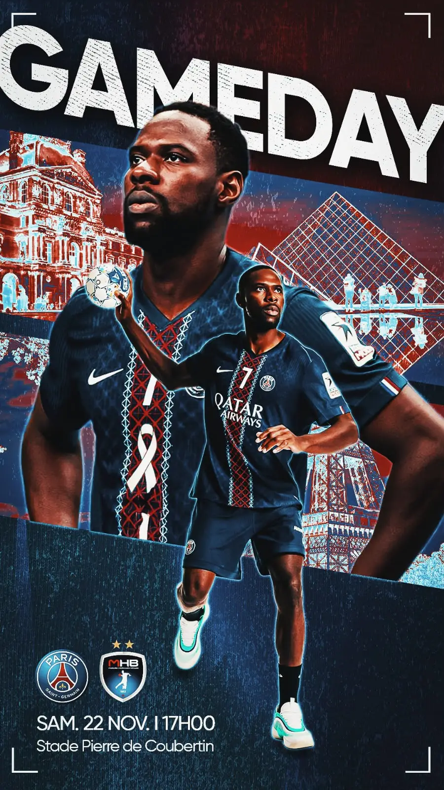 Visuel sportif annonçant une qualification en Coupe de France